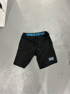 DIXXON Black Board Shorts with Blue Accents